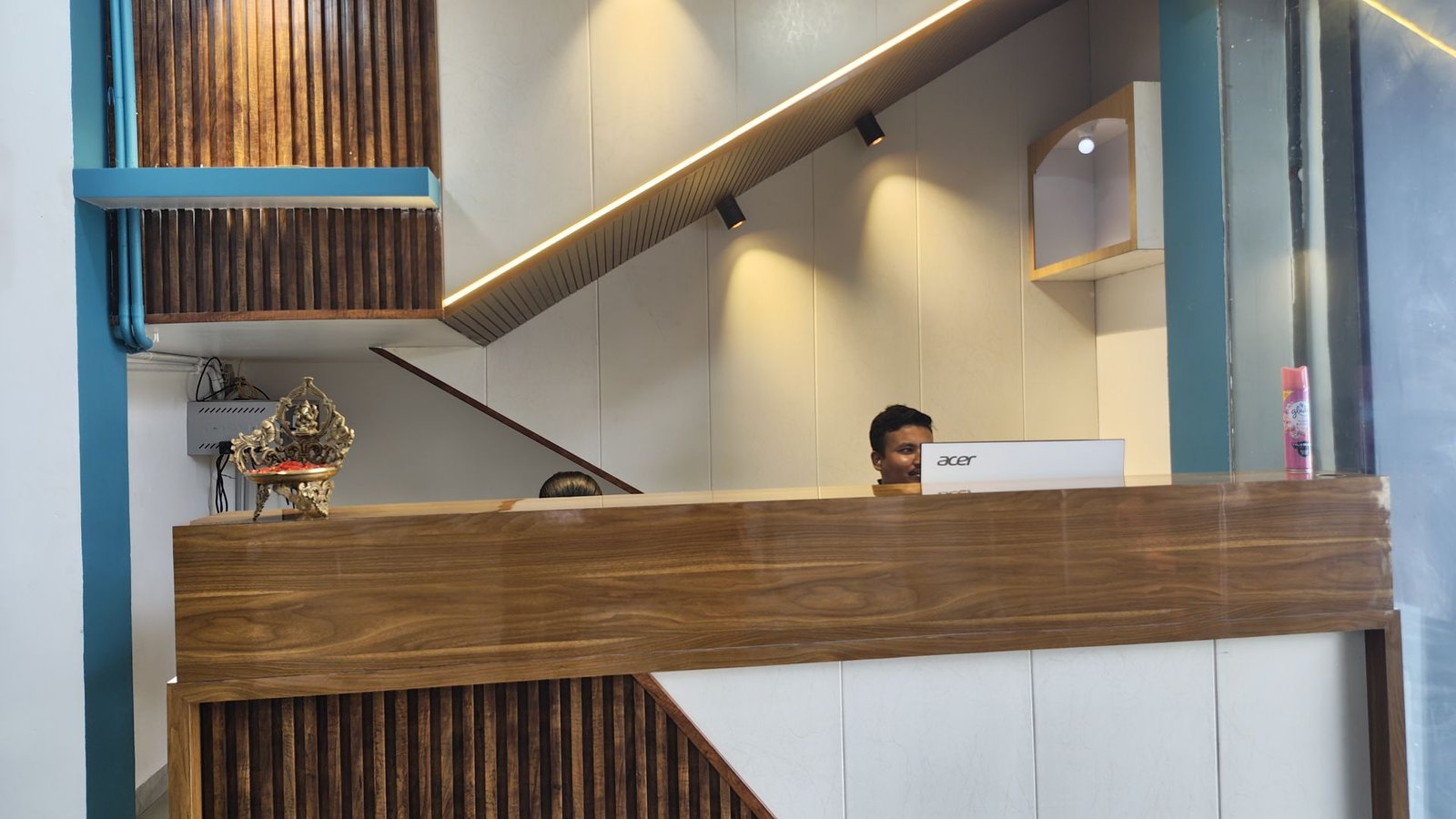 The reception desk at Aditya Hrudayalaya hospital in Siruguppa